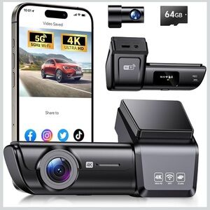 4K Dual Lens Dash Cam with Wi‑Fi - Black
